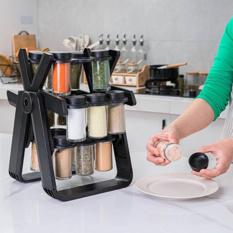 18pcs Jar Rotating Spice Holder